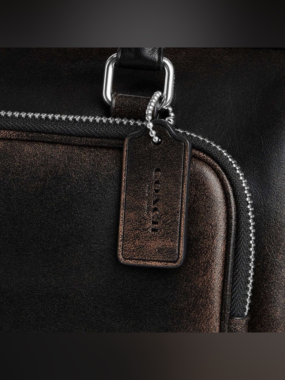 Coach Rowan Satchel Bag with Pockets in Loved Leather Silver/Black Brown NWT - Picture 7 of 12